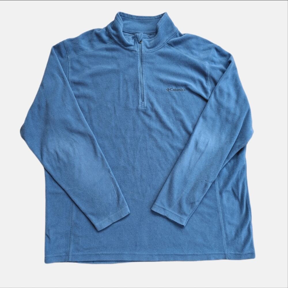 Columbia Light Blue Super Soft 1/4 Zip Fleece Pullover Sweatshirt XL